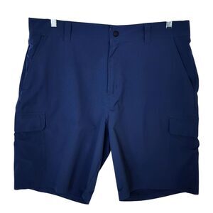 Orvis Mens Cargo Shorts 38 Blue Performance Stretch Hidden Secure Pockets